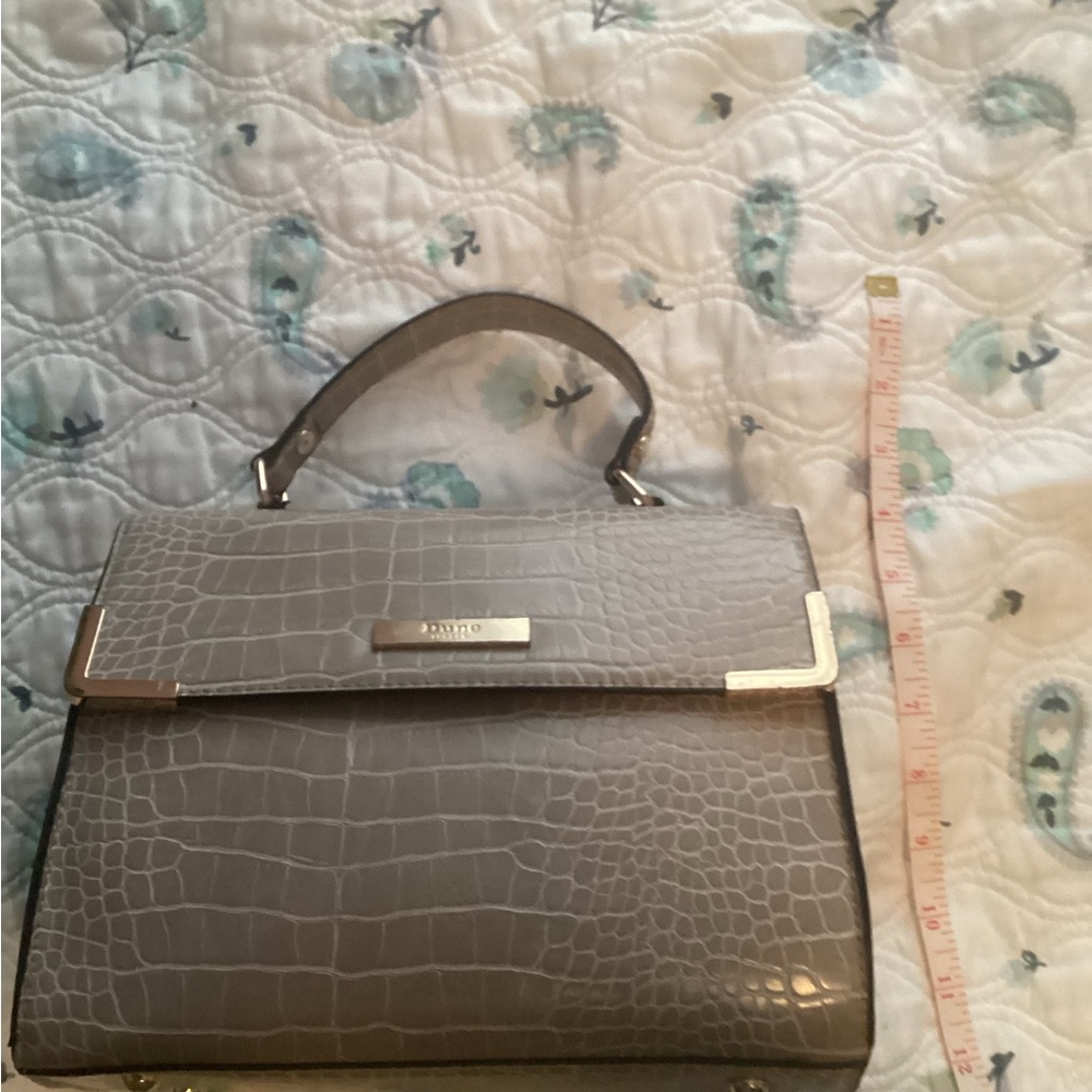 Dune London Gray Croc-Embossed Satchel